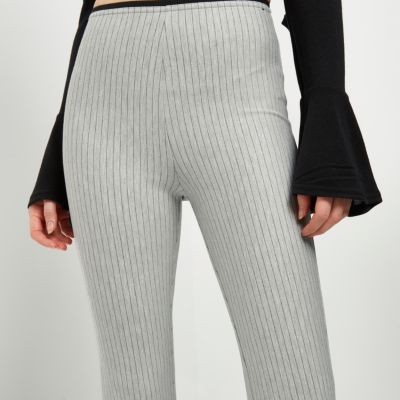 Grey pinstripe high waisted leggings